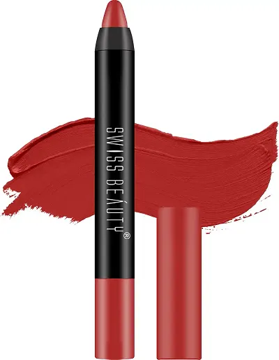 Swiss Beauty 12 Hrs. Stay Matte Lip Crayon, Orange Red, 3g - Long Lasting, Waterproof, Super Stay, Matte Finish Lip Crayon, Long Wear, Crayon Lipstick