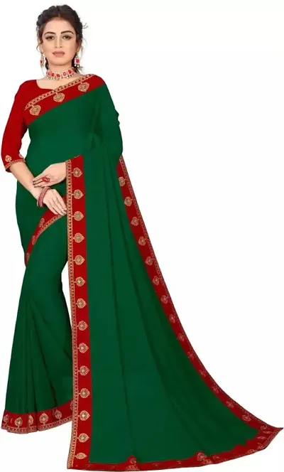 Georgette Lace Border Saree with Blouse piece