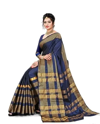 Cotton Blend Sarees With Blouse Piece