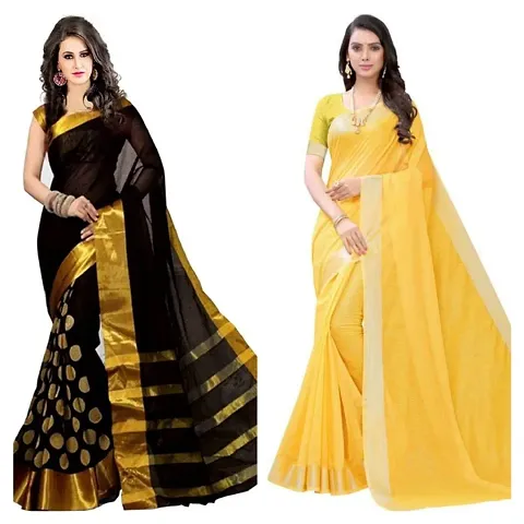 Beautiful Silk Saree With Blouse Piece Pack Of 2