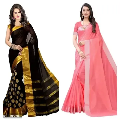 pack of 2 cotton silk saree with blouse-thumb0