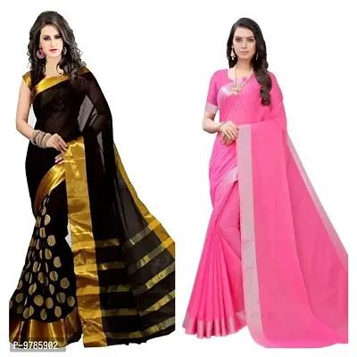 pack of 2 cotton silk saree with blouse-thumb0