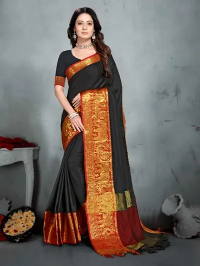 Attractive Cotton Silk Saree with Blouse piece 