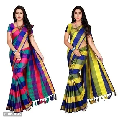 cottan silk saree with blouse PACK OF 2 COMBO-thumb0