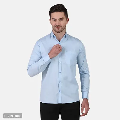 Stylish Blue Cotton Blend Casual Shirt For Men-thumb0