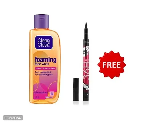 CLEAN AND CLEAR FOAMING FACEWASH 150ML + 36H EYELINER WATERPROOF-thumb0