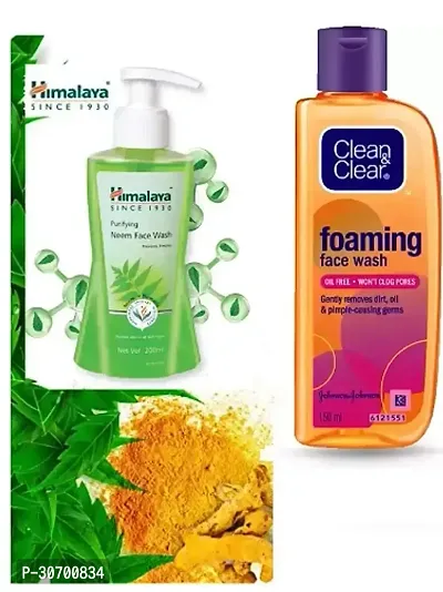 Himaliya Purifying Neem Face Wash 200ml Clean   clear Foaming face Wash 150 ml Combo Pack.-thumb0