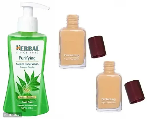 Foundation Pack Of 2 Makeup and Herbal neem 200ml face wash pack...1.