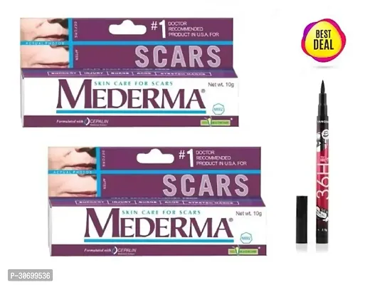 Pack of 2 Mederma Skin Care Cream 10 G with 36 H Eyeliner Waterproof-thumb0