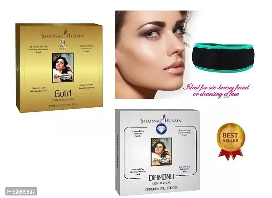 Shahnaz Box Gold + Diamond Facial Kit + Facial Band.-thumb0