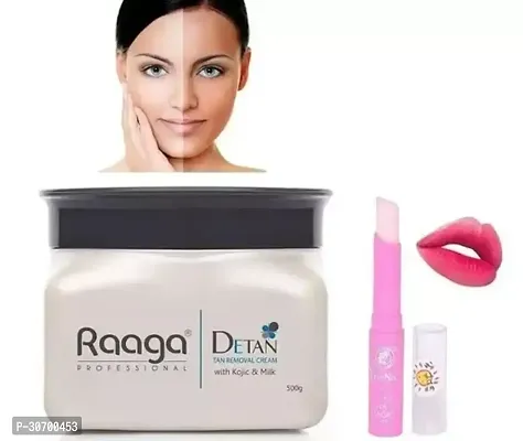 Raaga PROFESSIONAL De Tan REMOVAL CREAM WITH MAGIC PINK LIP BALM.