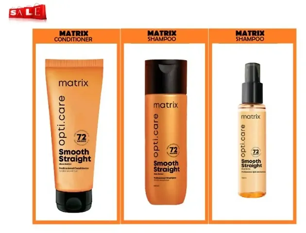 Matrix Opti.Care Professional Anti-Frizz Kit | For Salon Smooth, Straight Hair | With Shea Butter | Shampoo 200Ml + Conditioner 98G + Hair Serum 100Ml