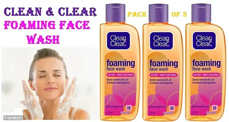 Clean Clear Foaming Face Wash 150 ml (Pack of-3) For oil free skin.-thumb0