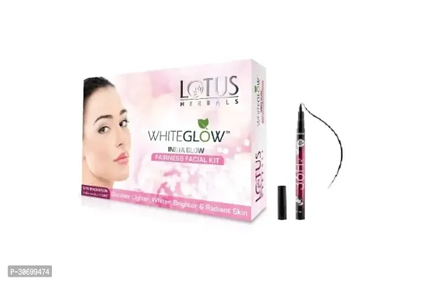 Lotus Herbals Whiteglow Insta Glow 1 Facial Kit for Cleansing 250 g with 36h eyelinear