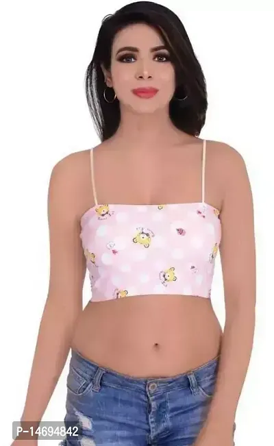 Stylish Pink Cotton Printed Bras For Women-thumb0