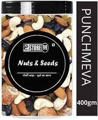 Panchmeva | Ready to Serve dry fruits | nut mix Cashew, Almonds, Dry Dates, Green and Black Raisins Uttam Prasad 400g (pack of 2)-thumb1