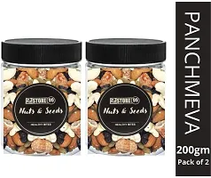 Panchmeva | Ready to Serve dry fruits | nut mix Cashew, Almonds, Dry Dates, Green and Black Raisins Uttam Prasad 200g (200*2 pack of 2)-thumb1