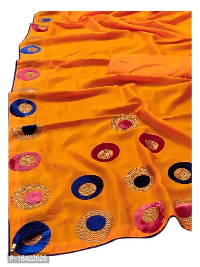 Queenchoise Enterprise Women's  Girl's Vishitra silk Saree With Blouse Piece (3 Orange)-thumb2