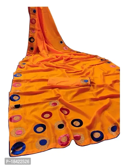 Queenchoise Enterprise Women's  Girl's Vishitra silk Saree With Blouse Piece (3 Orange)