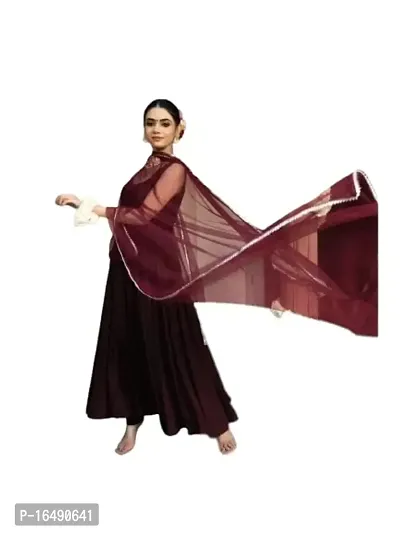 Oneto Women's Solid Rayon Cotton Ethnic wear Semi Stitched Long Kurti with Dupatta (M-T-494_MAroon)