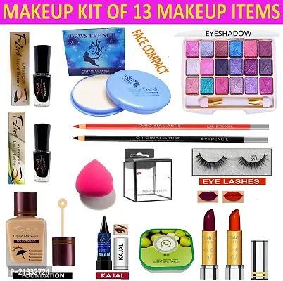 F-Zone Natural Glow Long Lasting Professional Makeup Kit Of 13 Makeup Items Qw03 (Pack Of 13)-thumb0