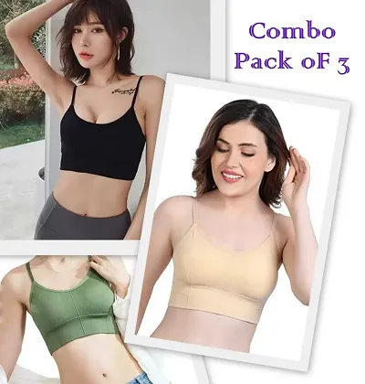 Women T-Shirt Lightly Padded Bra  - Pack Of 3