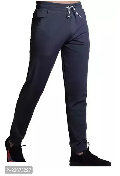 Double Stretchable Stylish D Pocket Dark Grey Lycra Track Pant-thumb0