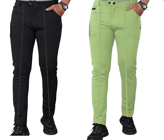 Classic Blended Solid Track Pants for Men, Pack of 2