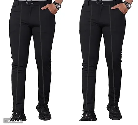 Double Stretchable Lycra Stylish Trouser Black Pack of 2