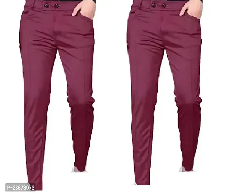 Double Stretchable Lycra Stylish Trouser Maroon Pack of 2