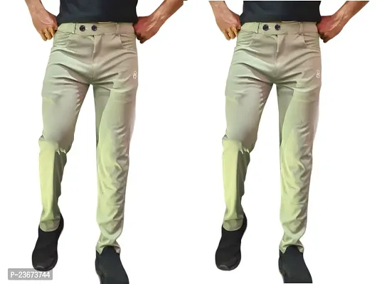 Double Stretchable Lycra Stylish Trouser Pastel Green Pack of 2-thumb0