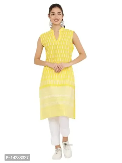 EZIS FASHION Women Block Print Yellow Kurta