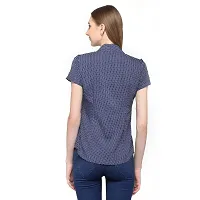 EZIS FASHION Women's Crepe Half Sleeve Milk Print Shirt | Blue | EZIS- S38-thumb2
