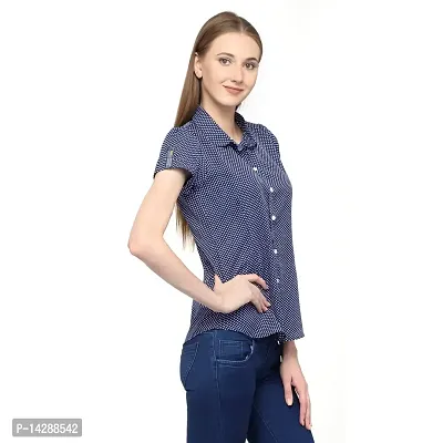 EZIS FASHION Women's Crepe Half Sleeve Milk Print Shirt | Blue | EZIS- S38-thumb2