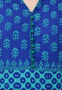 EZIS FASHION Women's Cotton Anarkali Screen Print 3/4 Sleeve Kurtis | Blue | EZIS- A23-thumb3