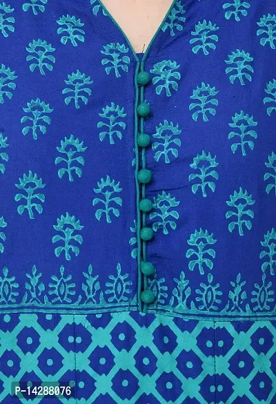 EZIS FASHION Women's Cotton Anarkali Screen Print 3/4 Sleeve Kurtis | Blue | EZIS- A23-thumb4