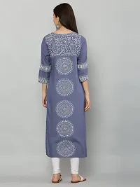 EZIS FASHION Women Block Print Grey Kurta-thumb2