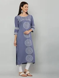 EZIS FASHION Women Block Print Grey Kurta-thumb1