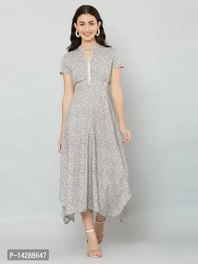 EZIS FASHION Women Milk Print Grey Kurta-thumb0