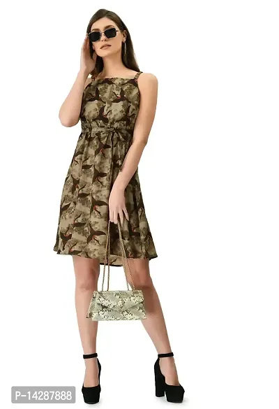 EZIS FASHION Women's Crepe Milk Print Calf Length Regular Dress | Multi | EZIS- D148-thumb4