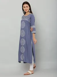 EZIS FASHION Women Block Print Grey Kurta-thumb3