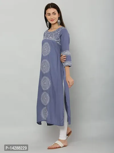 EZIS FASHION Women Block Print Grey Kurta-thumb4