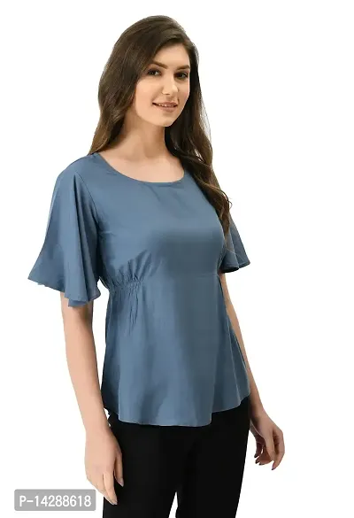 EZIS FASHION Women's Rayon Solid Regular Top | Grey | EZIS- T145-thumb3