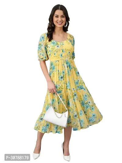 LEMON YELLOW WOMEN MIDI DRESS-thumb3