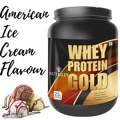 Nutriley Whey Protein Gold Powder Nutritional Supplement, Muscle Protein, Muscle Gainer, Body Gainer Protein, Muscle Gainer Protein, Whey Protein, Whey Protein  500 G American Ice cream Flavour