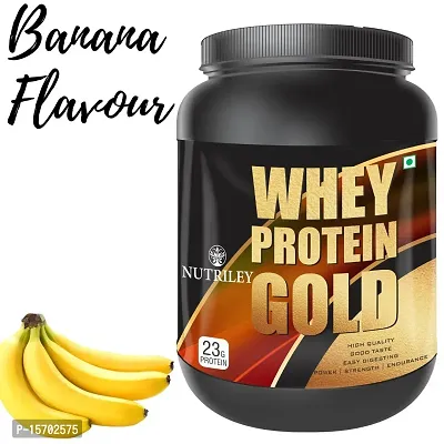 Nutriley Whey Protein Gold Powder Nutritional Supplement, Muscle Protein, Muscle Gainer, Body Gainer Protein, Muscle Gainer Protein, Whey Protein, Whey Protein  500 G Banana Flavour