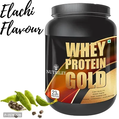 Nutriley Whey Protein Gold Powder Nutritional Supplement, Muscle Protein, Muscle Gainer, Body Gainer Protein, Muscle Gainer Protein, Whey Protein, Whey Protein  500 G Elachi Flavour