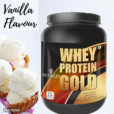 Nutriley Whey Protein Gold Powder Nutritional Supplement, Muscle Protein, Muscle Gainer, Body Gainer Protein, Muscle Gainer Protein, Whey Protein, Whey Protein  500 G Vanilla Flavour