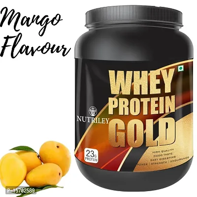 Nutriley Whey Protein Gold Powder Nutritional Supplement, Muscle Protein, Muscle Gainer, Body Gainer Protein, Muscle Gainer Protein, Whey Protein, Whey Protein Supplement 500 G Mango Flavour-thumb0