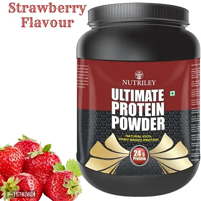 Nutriley Utimate Protein Powder, Ultimate Whey Protein Powder, Muscle Badhane Ke liye Protein, Ultimate Protein Supplement for Women, Stamina Badhane Ke Liye Supplement- 500 G Strawberry Flavour